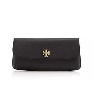 Tory Burch Diana Slim Leather Saffiano Clutch with Gold Hardware